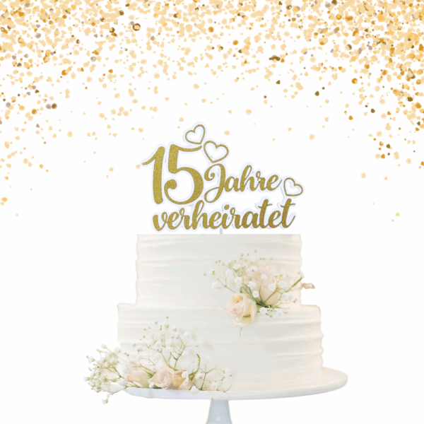 Papier-Cake-Topper - Jubiläum "...Jahre verheiratet" mit Herzen – Bild 2