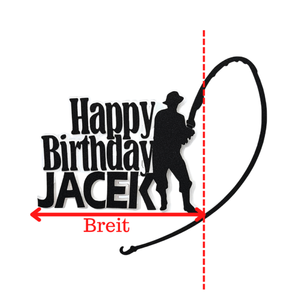 Personalisierter Papier-Cake-Topper - Angler mit "Happy Birthday" und Name – Bild 3