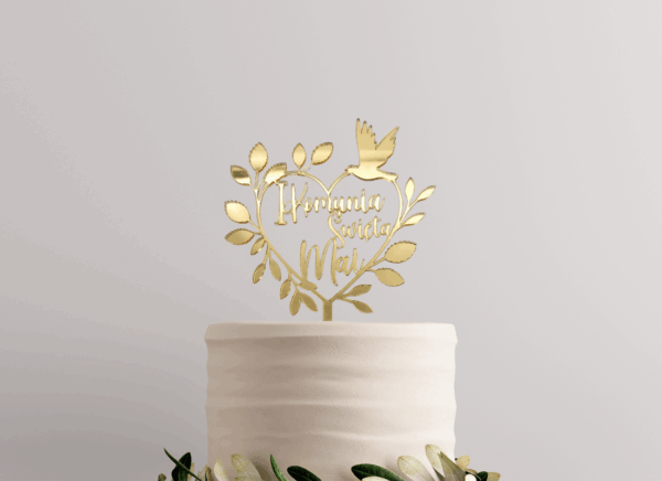 Personalisierter Cake Topper für die Kommunion in Herzform