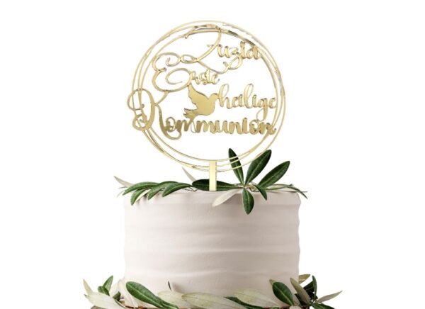 Personalisierter Kommunion/Konfirmation Cake Topper - Runde Form