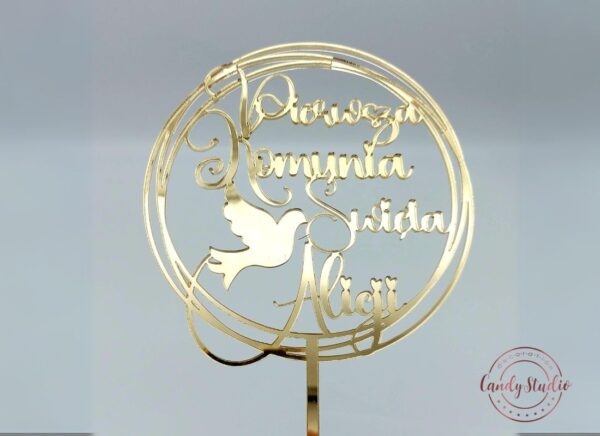 Personalisierter Kommunion/Konfirmation Cake Topper - Runde Form – Bild 2