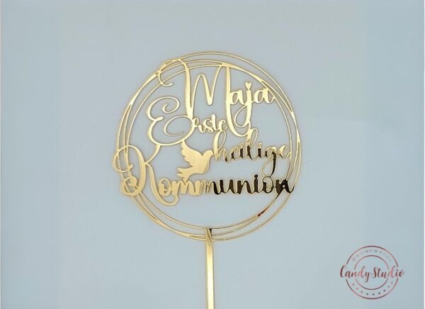 Personalisierter Kommunion/Konfirmation Cake Topper - Runde Form – Bild 3