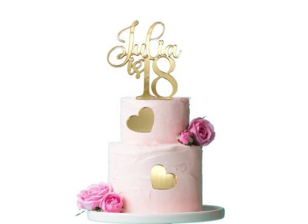 Personalisierter Cake Topper für Geburtstage mit Namen und Zahl