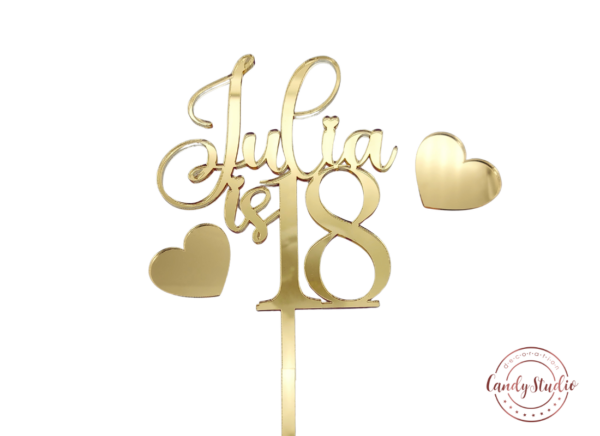 Personalisierter Cake Topper für Geburtstage mit Namen und Zahl – Bild 2