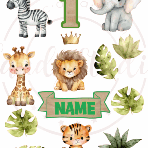 Essbarer Ausdruck "Jungle Animals" - Mit Name und Zahl