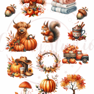Herbstliches Grafik-Set" – Kleine Motive in intensiven Herbstfarben