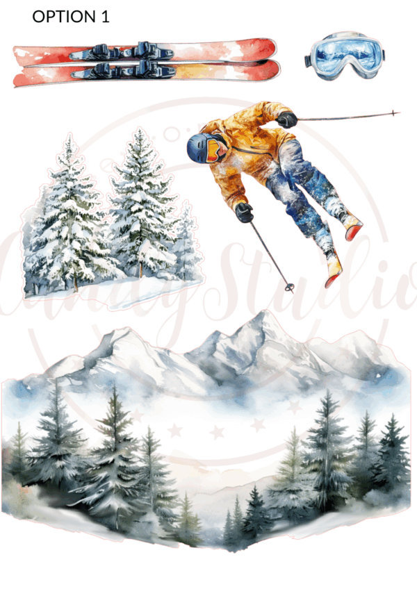 Essbarer Ausdruck "Ski-Abenteuer" – Mit Skifahrerin oder Skifahrer