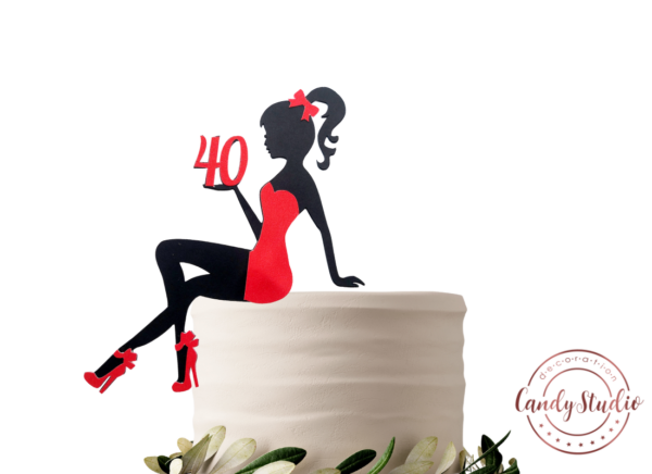 Cake Topper – "Lady"-Sitzende Frauenfigur, zweifarbig & personalisierbar – Bild 2