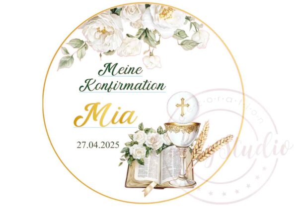 Essbarer Tortenaufleger – „Meine Konfirmation / Meine Kommunion“ mit Name & Datum