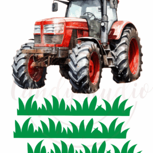 Essbarer Tortenaufleger – Roter Traktor im Aquarellstil