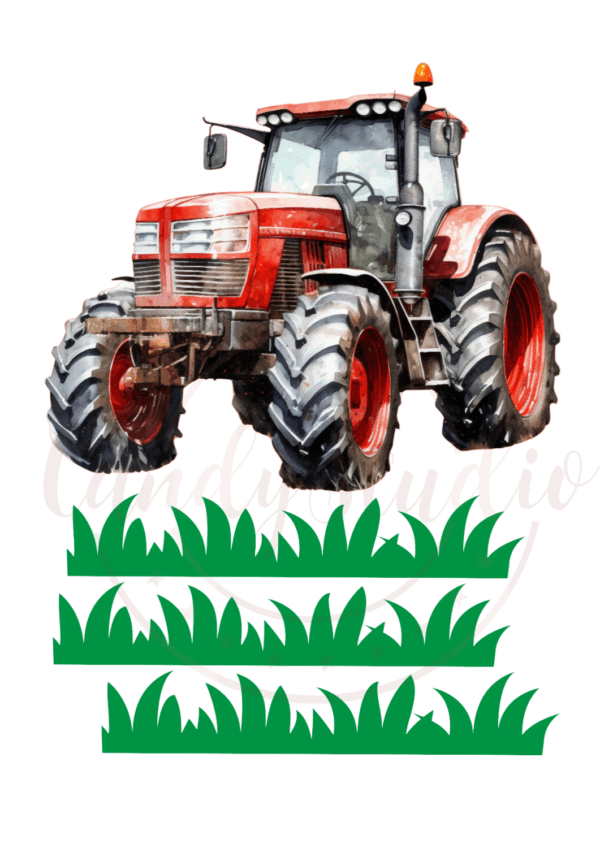 Essbarer Tortenaufleger – Roter Traktor im Aquarellstil