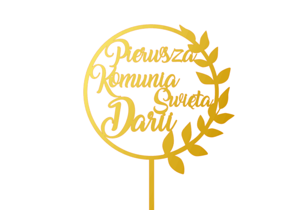 Cake Topper im Kreis – „Zur Kommunion“, „Zur Konfirmation“, „Zur Firmung“ mit Name & Zweigmotiv – Bild 2