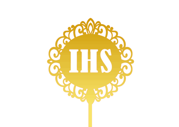 Cake Topper – IHS in reich verzierter ovaler Umrahmung – Bild 2