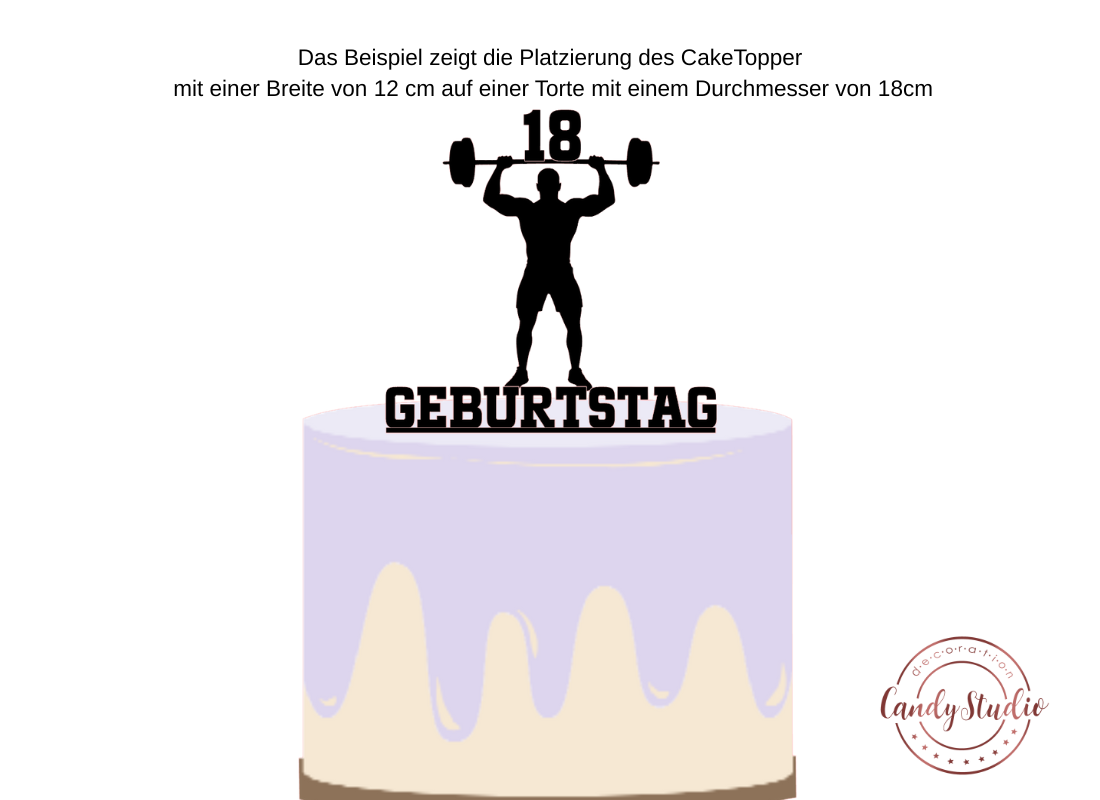 Cake Topper – Fitness / Gym – mit Zahl & "Geburtstag" – Bild 2