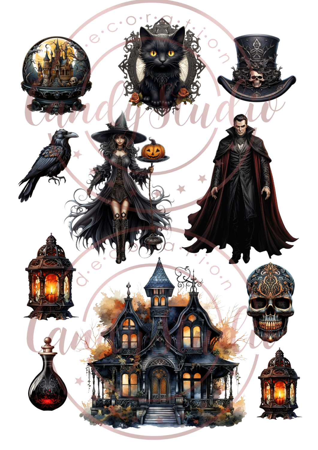 Tortenaufleger – Hexe & Vampir (Gothic Halloween Set)
